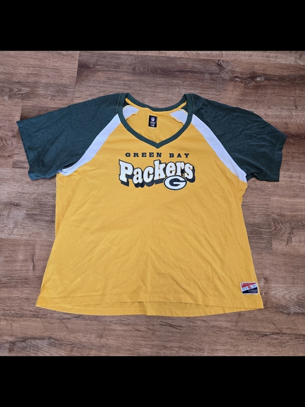 Womens Green Bay Packers Short Sleeve Tee - Gold & Green  Size 2x - Picture 2 of 6